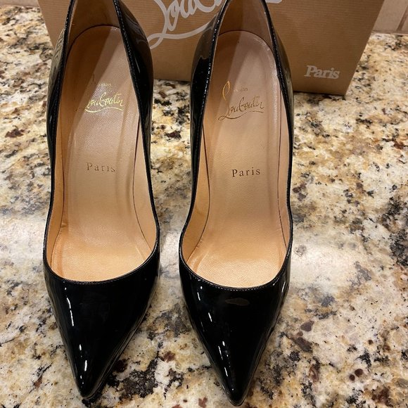 Christian Louboutin Glossy Black Heels with Red Soles - Picture 3 of 8